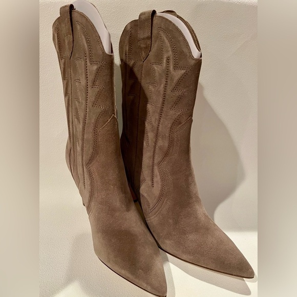 Nine West Shoes - NIB Nine West Alama Tan Suede Western Cowboy Boots Pointed Toe Heeled Size 11